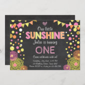 リトルサンシャインレモネードピンク誕生日招待 招待状 (正面/裏面)