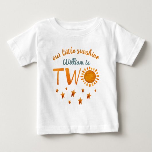 リトルサンシャイン名二番目の誕生日ボーイ ベビーTシャツ (正面)