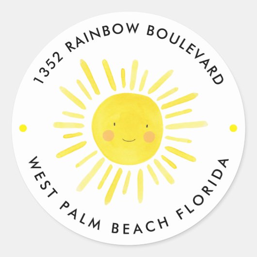 リトルサンシャイン誕生日キッズ差出人住所 ラウンドシール (正面)