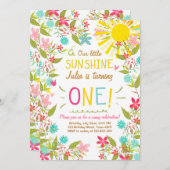 リトルサンシャイン誕生日パーティーの招待フローラ 招待状 (正面/裏面)