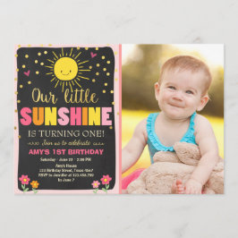 リトルサンシャイン誕生日招待ピンク金ゴールドガール 招待状