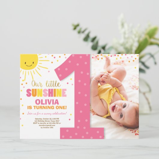 リトルサンシャイン誕生日招待状レモネードガール 招待状 (スタンド正面)