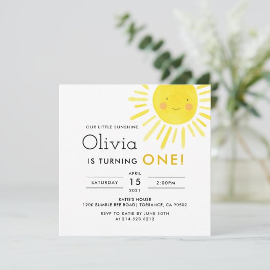 リトルサンシャイン1st誕生日パーティースクエア 招待状 (スタンド正面)