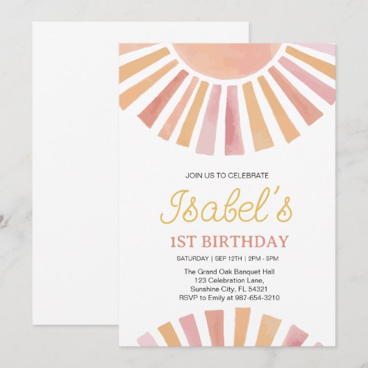 リトルサンシャイン ファーストバースデー サンシャイン1stバースデー 招待状 (正面/裏面)