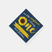 リトルサンフラワーネイビーブルー1st誕生日 スタンダードカクテルナプキン (角)