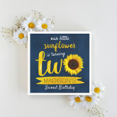 リトルサンフラワーネイビーブルー2nd誕生日 スタンダードカクテルナプキン