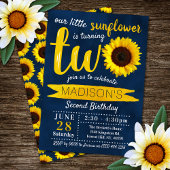 リトルサンフラワーネイビーブルー2nd誕生日 招待状