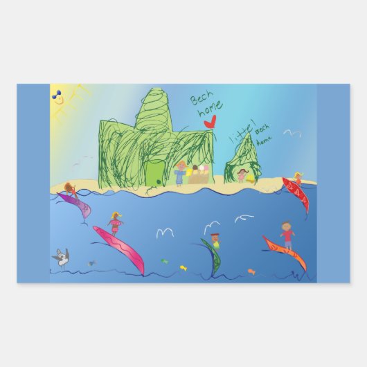 リトルサーファーのシール 長方形シール (正面)