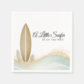 リトルサーファーのミニマルな金ゴールドのベビーシャワー スタンダードカクテルナプキン (正面)