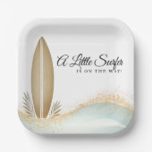 リトルサーファーのミニマルな金ゴールドのベビーシャワー ペーパープレート (正面)