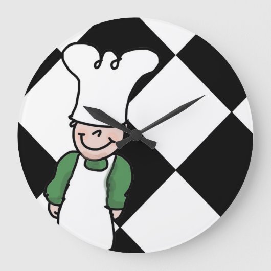 リトルシェフカートゥーンキッチン ラージ壁時計 (正面)