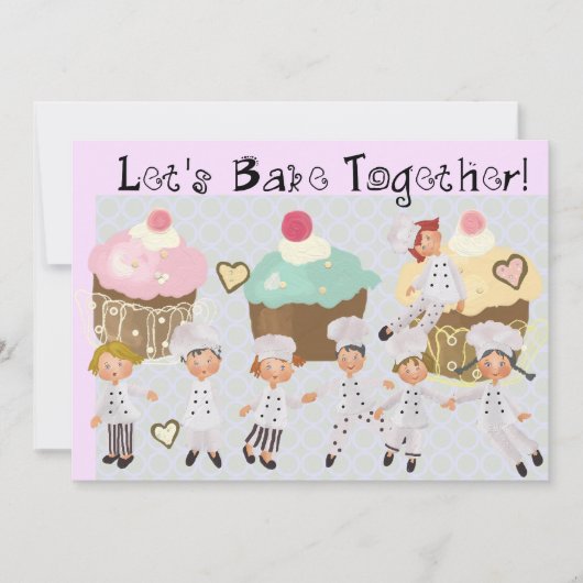 リトルシェフベーキングパーティー5x7招待状 招待状 (正面)