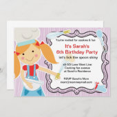 リトルシェフ料理と女の子のベーキングパーティー 招待状 (正面/裏面)