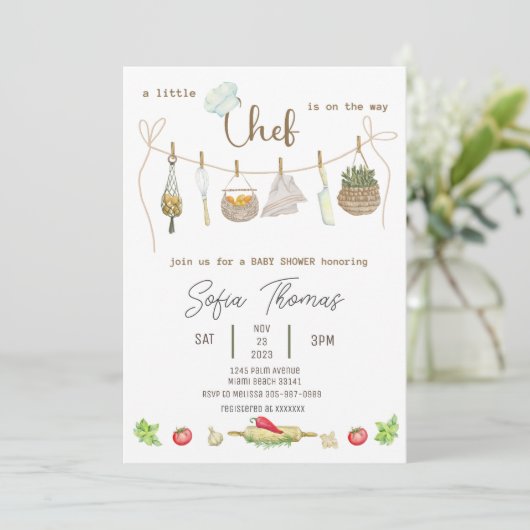リトルシェフ男女兼用ベビーシャワー招待状 招待状 (スタンド正面)