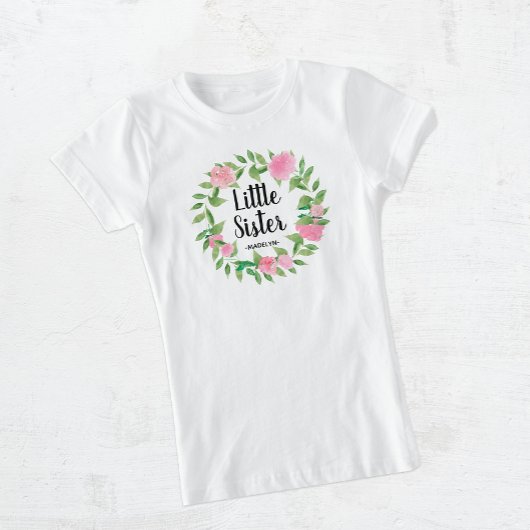 リトルシスターウォーター色のフローラリースと名前 Tシャツ