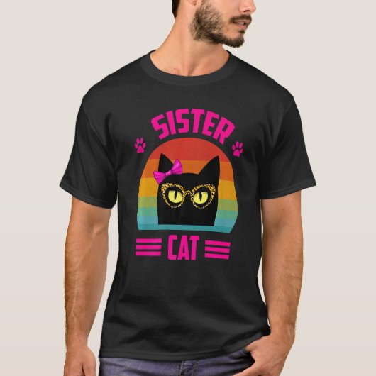 リトルシスターカヒョウ眼鏡レトロキャットロー Tシャツ (正面)