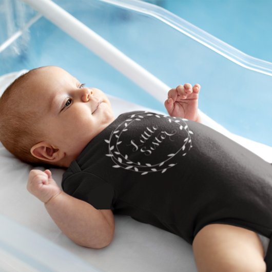 リトルシスターブラック&ホワイトリーフリースベビーガール ベビーボディスーツ