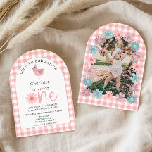 リトルシックは1歳の誕生日の写真招待状