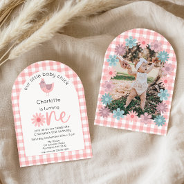 リトルシックは1歳の誕生日の写真招待状 招待状