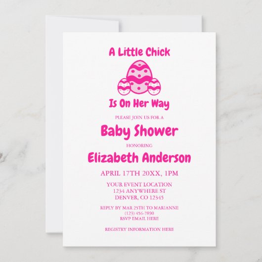 リトルシックイースターベイビーシャワー 招待状 (正面)