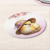 リトルシックピンクリボン紙コースター ラウンドペーパーコースター (アングル)