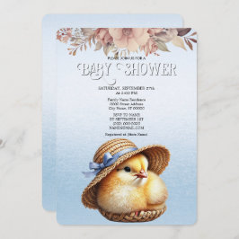 リトルシックブルーリボンベビーシャワー招待状 招待状