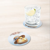 リトルシックブルーリボン紙コースター ラウンドペーパーコースター (インサイチュ)