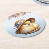 リトルシックブルーリボン紙コースター ラウンドペーパーコースター (アングル)