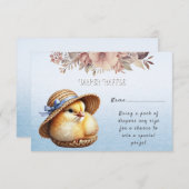 リトルシック青いリボン赤ちゃんシャワー エンクロージャーカード (正面/裏面)