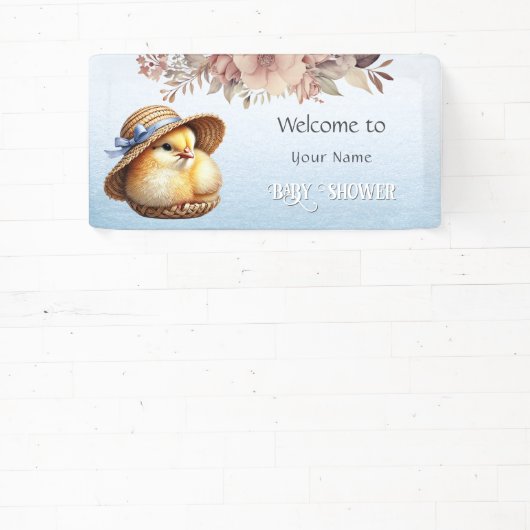 リトルシック青いリボン赤ちゃんシャワー 横断幕 (インサイチュ)