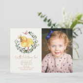 リトルシック&バタフライガール誕生日写真 招待状 (スタンド正面)