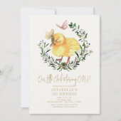 リトルシック&バタフライリースガール1st誕生日 招待状 (正面)