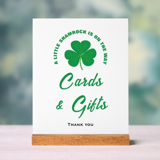 リトルシャムロックおもしろい赤ちゃんシャワーカード&ギフトサイン アクリルサイン (ニュートラル)