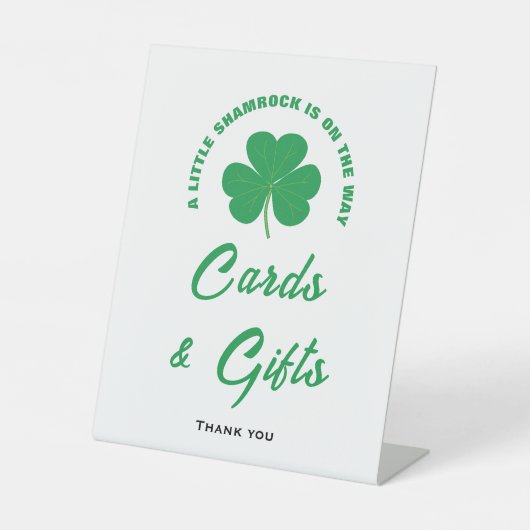 リトルシャムロックおもしろい赤ちゃんシャワーカード&ギフトサイン 台座サイン (正面)