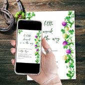 リトルシャムロックとクローバーニュートラル赤ちゃんシャワー 招待状