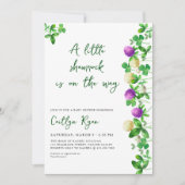 リトルシャムロックとクローバーニュートラル赤ちゃんシャワー 招待状 (正面)