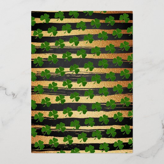 リトルシャムロックセントパトリックの日の赤ちゃんシャワー実在 箔招待状 (裏面)