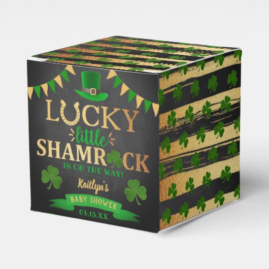 リトルシャムロックセントパトリックの日の赤ちゃんシャワー フェイバーボックス (正面サイド)