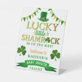 リトルシャムロックセントパトリックの日の赤ちゃんシャワー 台座サイン (正面)