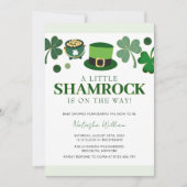 リトルシャムロックセントパトリックの日の赤ちゃんシャワー 招待状 (正面)