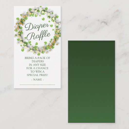 リトルシャムロックベビーシャワーおむつラッフル エンクロージャーカード (正面/裏面)