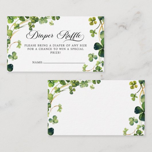 リトルシャムロックベビーシャワーおむつラッフル エンクロージャーカード (正面/裏面)