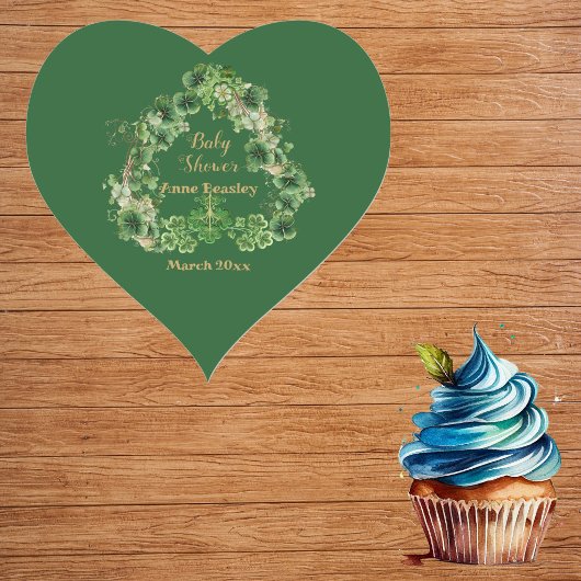 リトルシャムロックラッキーグリーン金ゴールドハートベビーシャワー ハートシール