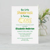 リトルシャムロック1歳の誕生日 箔招待状 (立ち正面)