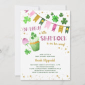 リトルシャムロックSt patricksガールオーベビーシャワー 招待状 (正面)