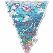 リトルシャークドードルスクエアステッカー シール (正面)