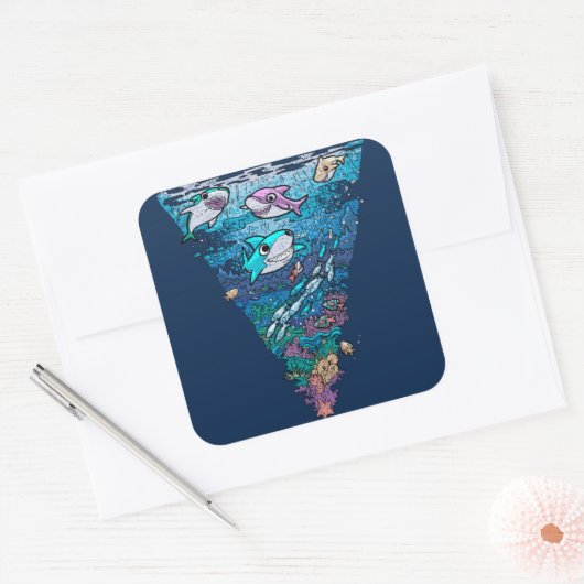 リトルシャークドードル スクエアシール (封筒)