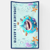 リトルシャークボーイ誕生日パーティー 横断幕 (縦)