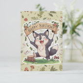 リトルシンプルウルフデジタル誕生日 カード (スタンド正面)