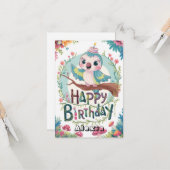 リトルシンプルパロットデジタル誕生日 カード (正面/裏面インサイチュ)